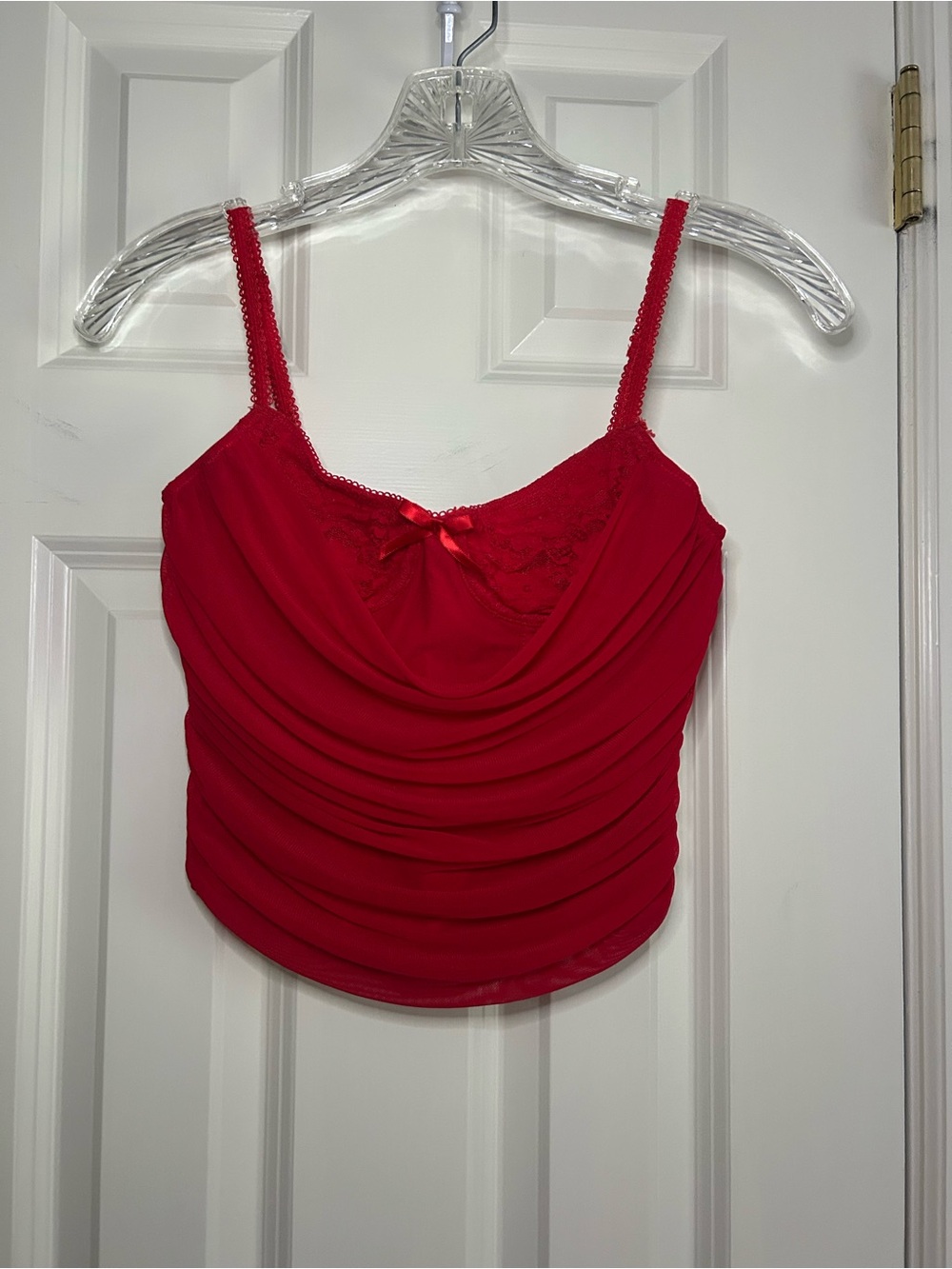 TIC TOC COWL NECK MESH CORSET TOP